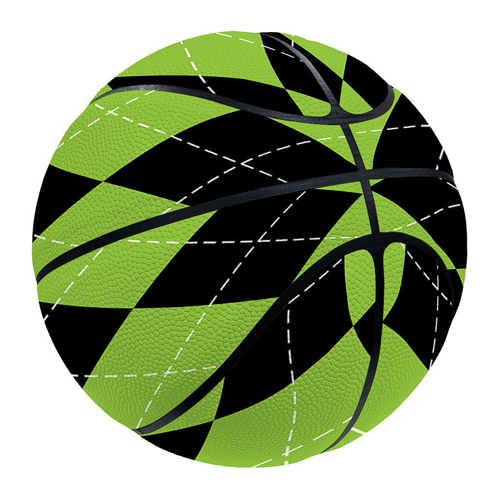 Black And Green Argyle Pattern Print Basketball