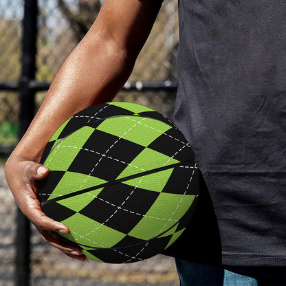 Black And Green Argyle Pattern Print Basketball