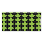 Black And Green Argyle Pattern Print Beach Towel