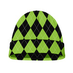Black And Green Argyle Pattern Print Beanie