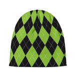 Black And Green Argyle Pattern Print Beanie