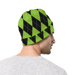 Black And Green Argyle Pattern Print Beanie