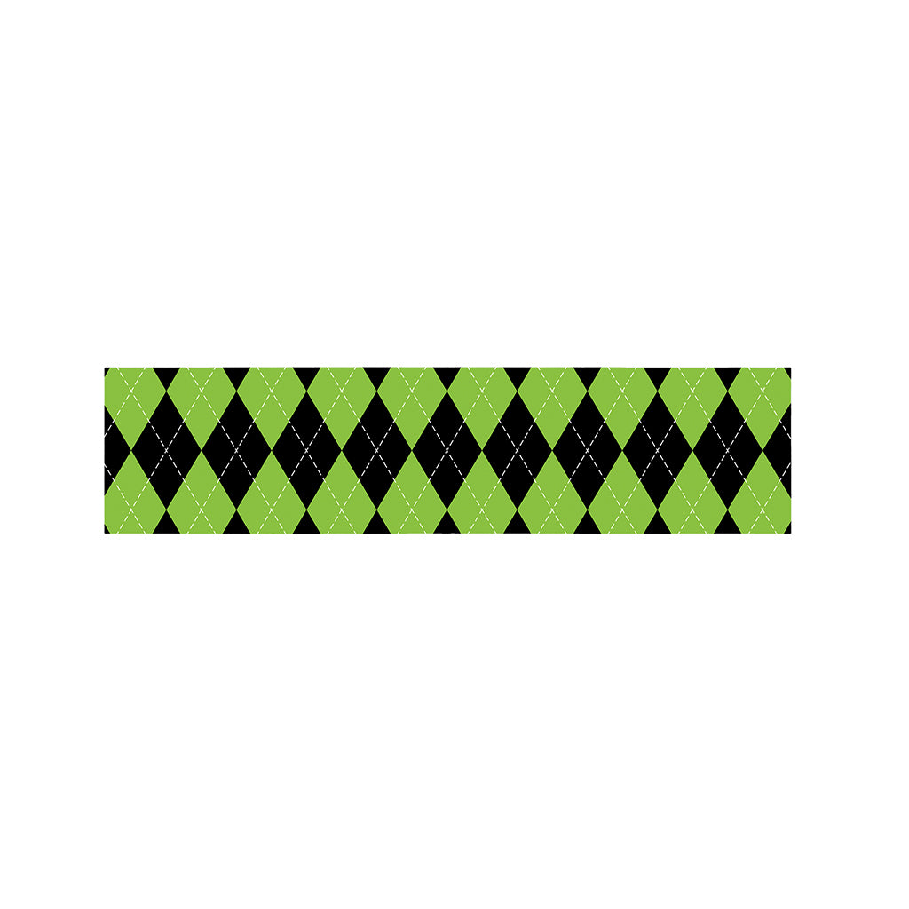 Black And Green Argyle Pattern Print Bed Runner