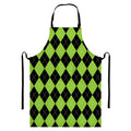 Black And Green Argyle Pattern Print Bib Apron With Pocket