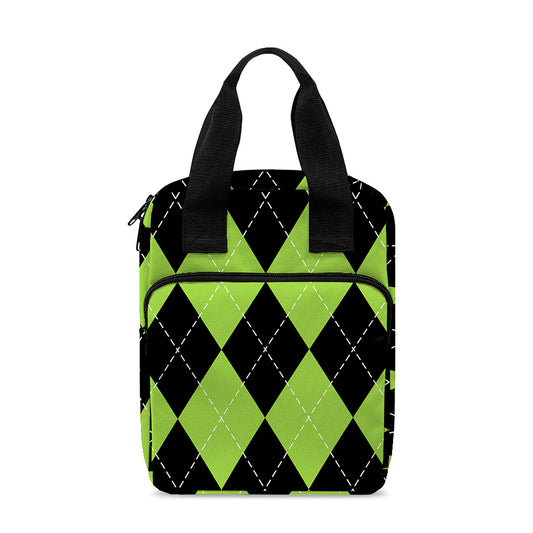 Black And Green Argyle Pattern Print Bible Tote Bag