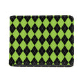 Black And Green Argyle Pattern Print Bifold Wallet