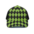 Black And Green Argyle Pattern Print Black Mesh Trucker Hat