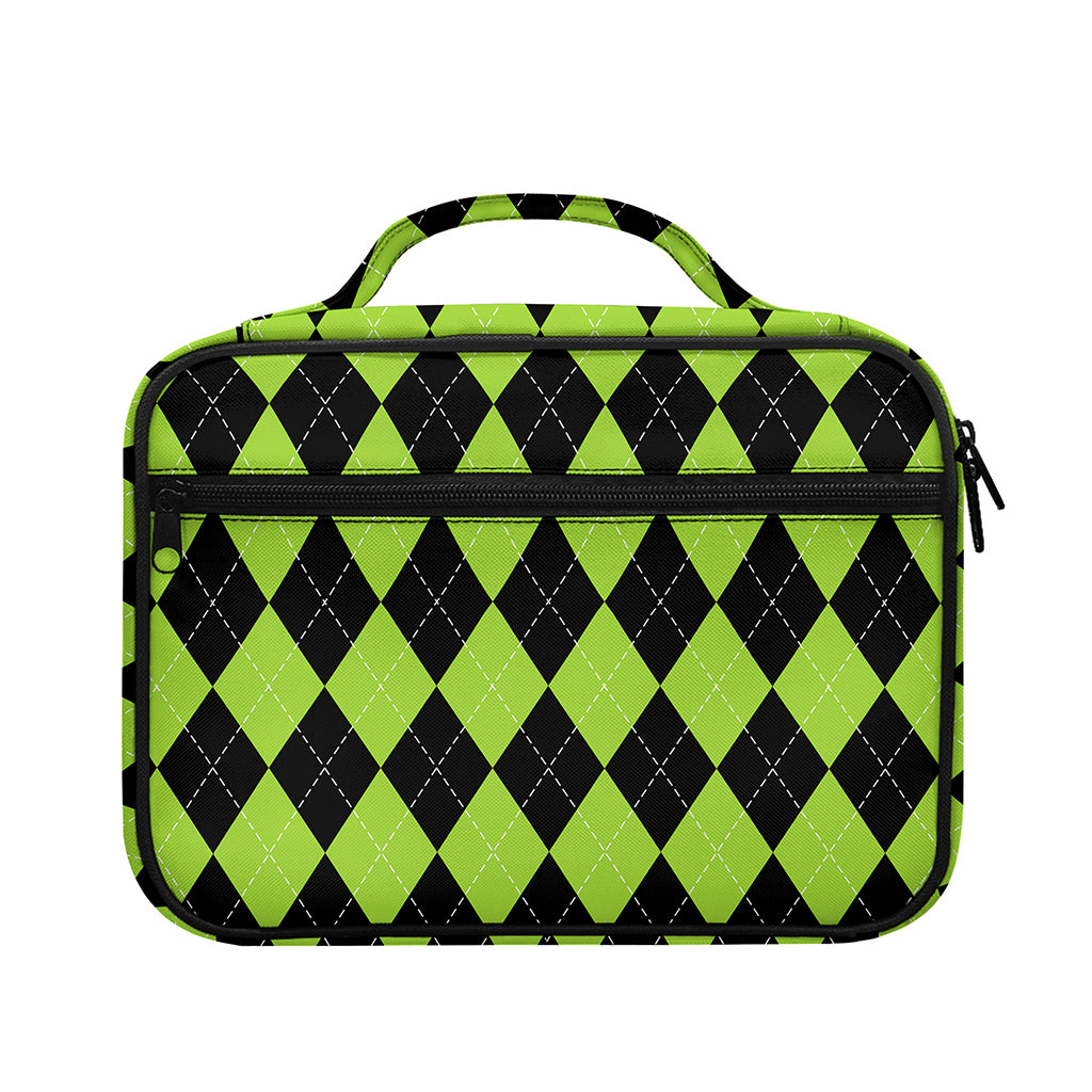 Black And Green Argyle Pattern Print Briefcase Bible Bag