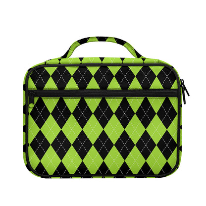 Black And Green Argyle Pattern Print Briefcase Bible Bag
