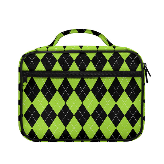 Black And Green Argyle Pattern Print Briefcase Bible Bag