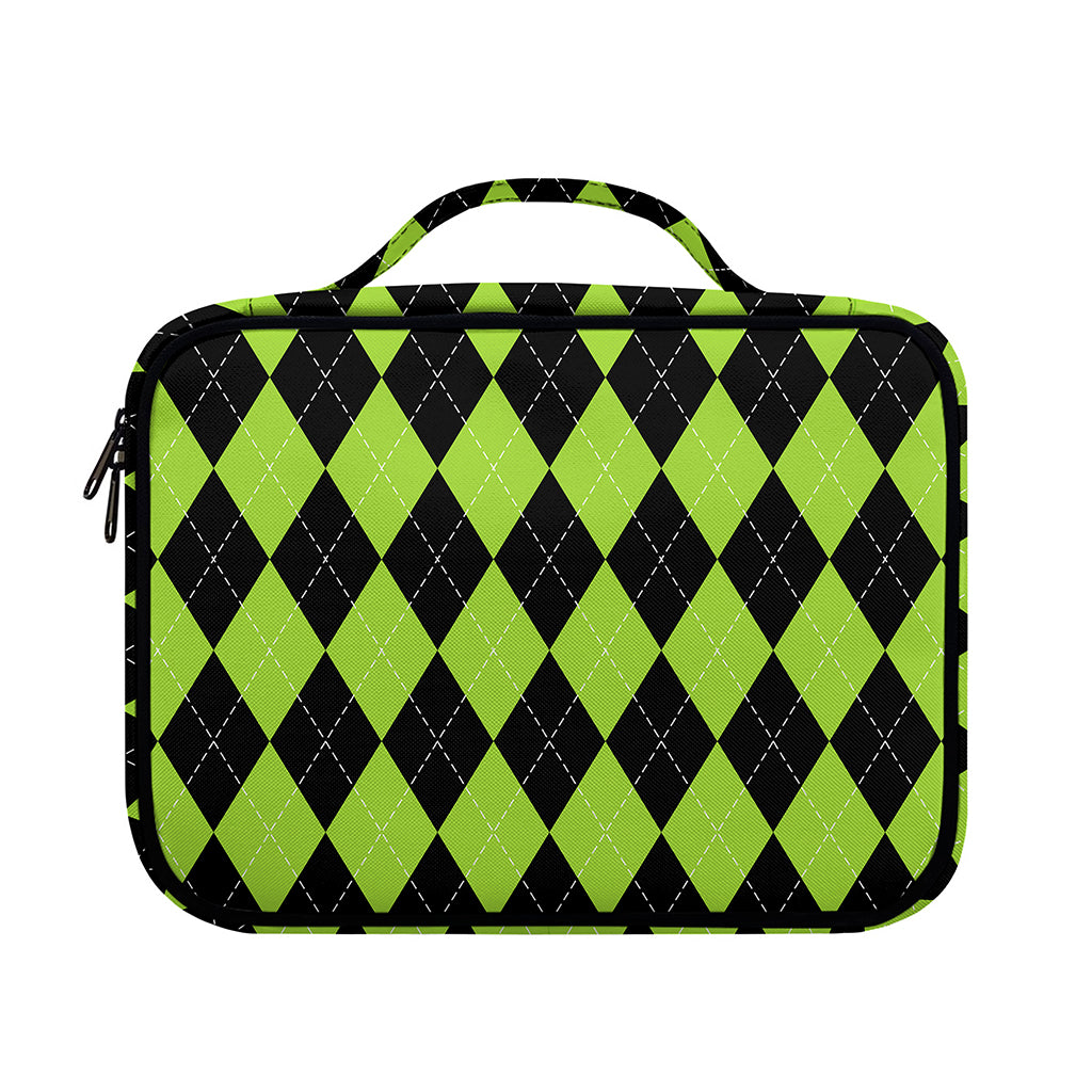 Black And Green Argyle Pattern Print Briefcase Bible Bag