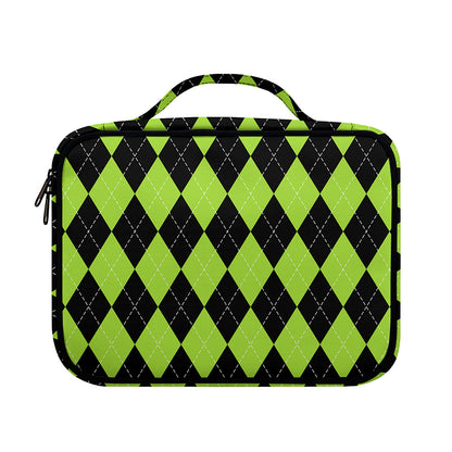 Black And Green Argyle Pattern Print Briefcase Bible Bag