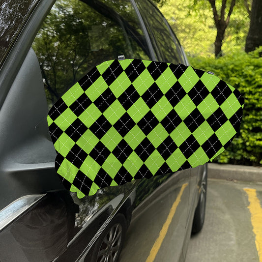 Black And Green Argyle Pattern Print Car Side Mirror Covers