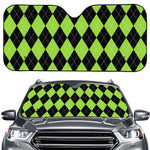 Black And Green Argyle Pattern Print Car Windshield Sun Shade