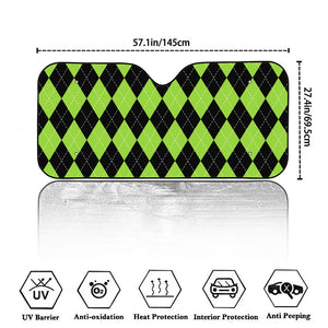 Black And Green Argyle Pattern Print Car Windshield Sun Shade