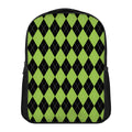 Black And Green Argyle Pattern Print Casual Backpack