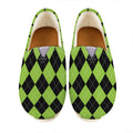 Black And Green Argyle Pattern Print Casual Shoes