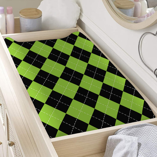 Black And Green Argyle Pattern Print Changing Pad Cover
