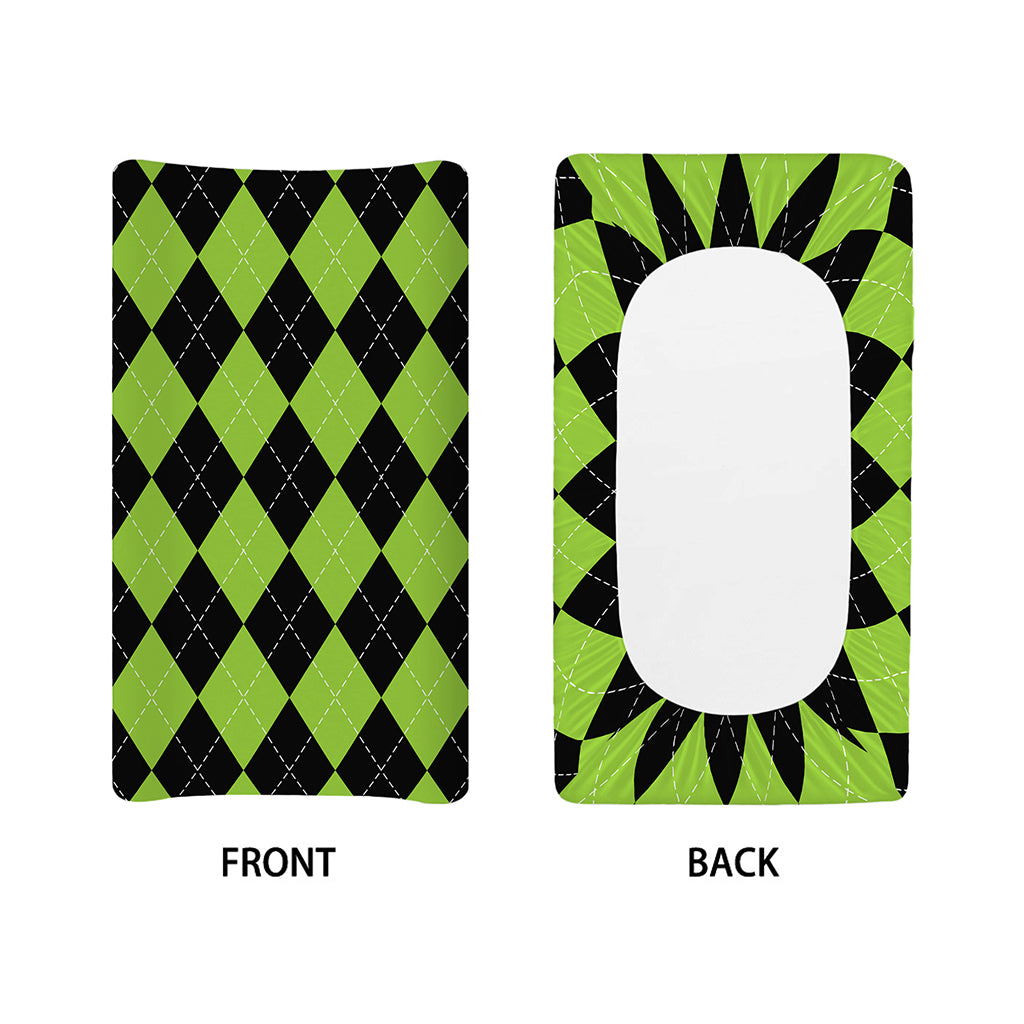 Black And Green Argyle Pattern Print Changing Pad Cover