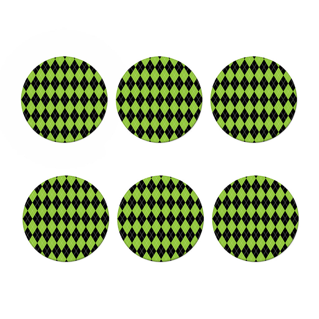 Black And Green Argyle Pattern Print Coaster Set
