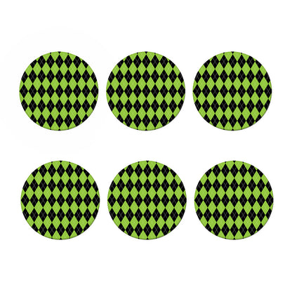 Black And Green Argyle Pattern Print Coaster Set