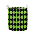 Black And Green Argyle Pattern Print Collapsible Laundry Basket