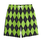Black And Green Argyle Pattern Print Cotton Shorts