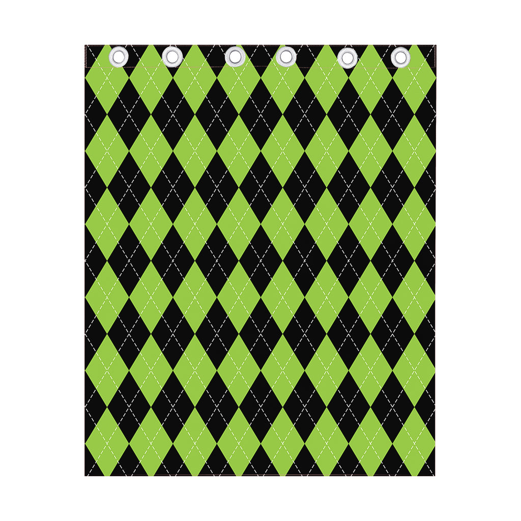Black And Green Argyle Pattern Print Curtain