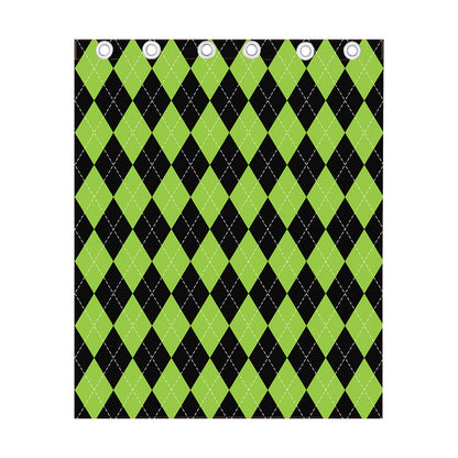 Black And Green Argyle Pattern Print Curtain