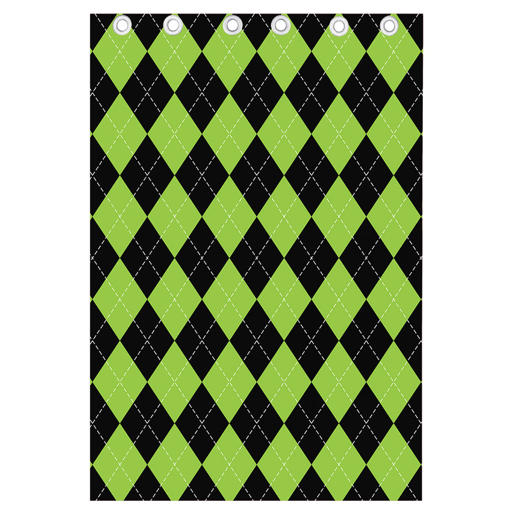 Black And Green Argyle Pattern Print Curtain