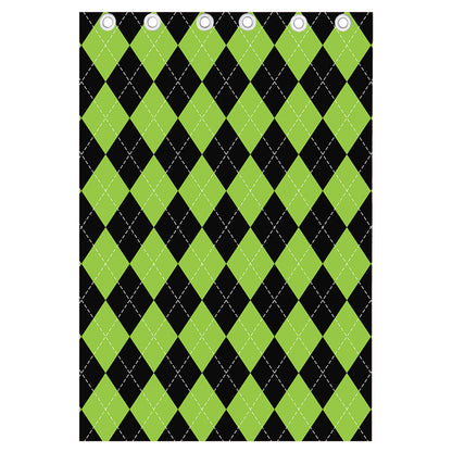 Black And Green Argyle Pattern Print Curtain
