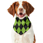 Black And Green Argyle Pattern Print Dog Bandana