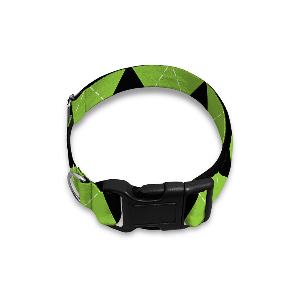Black And Green Argyle Pattern Print Dog Collar