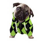 Black And Green Argyle Pattern Print Dog Zip Up Hoodie