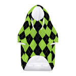 Black And Green Argyle Pattern Print Dog Zip Up Hoodie