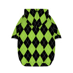 Black And Green Argyle Pattern Print Dog Zip Up Hoodie