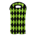 Black And Green Argyle Pattern Print Double Neoprene Wine Tote