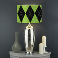 Black And Green Argyle Pattern Print Drum Lamp Shade