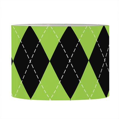 Black And Green Argyle Pattern Print Drum Lamp Shade
