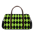 Black And Green Argyle Pattern Print Duffel Bag