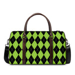Black And Green Argyle Pattern Print Duffle Bag