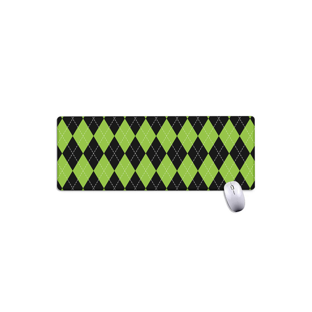 Black And Green Argyle Pattern Print Extended Mouse Pad