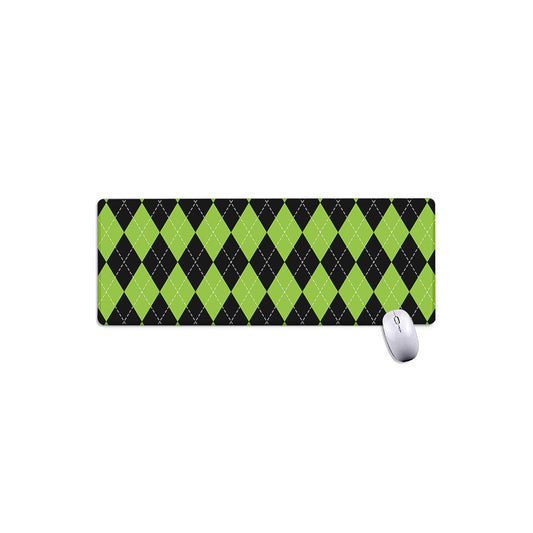 Black And Green Argyle Pattern Print Extended Mouse Pad