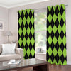 Black And Green Argyle Pattern Print Extra Wide Grommet Curtains