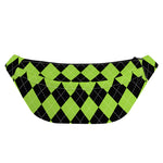 Black And Green Argyle Pattern Print Fanny Pack