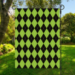 Black And Green Argyle Pattern Print Garden Flag