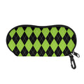 Black And Green Argyle Pattern Print Glasses Case
