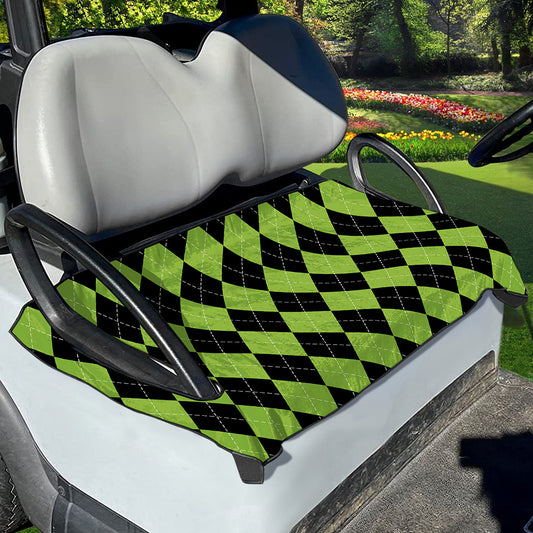 Black And Green Argyle Pattern Print Golf Cart Seat Cover