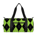 Black And Green Argyle Pattern Print Gym Bag