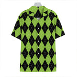 Black And Green Argyle Pattern Print Hawaiian Shirt